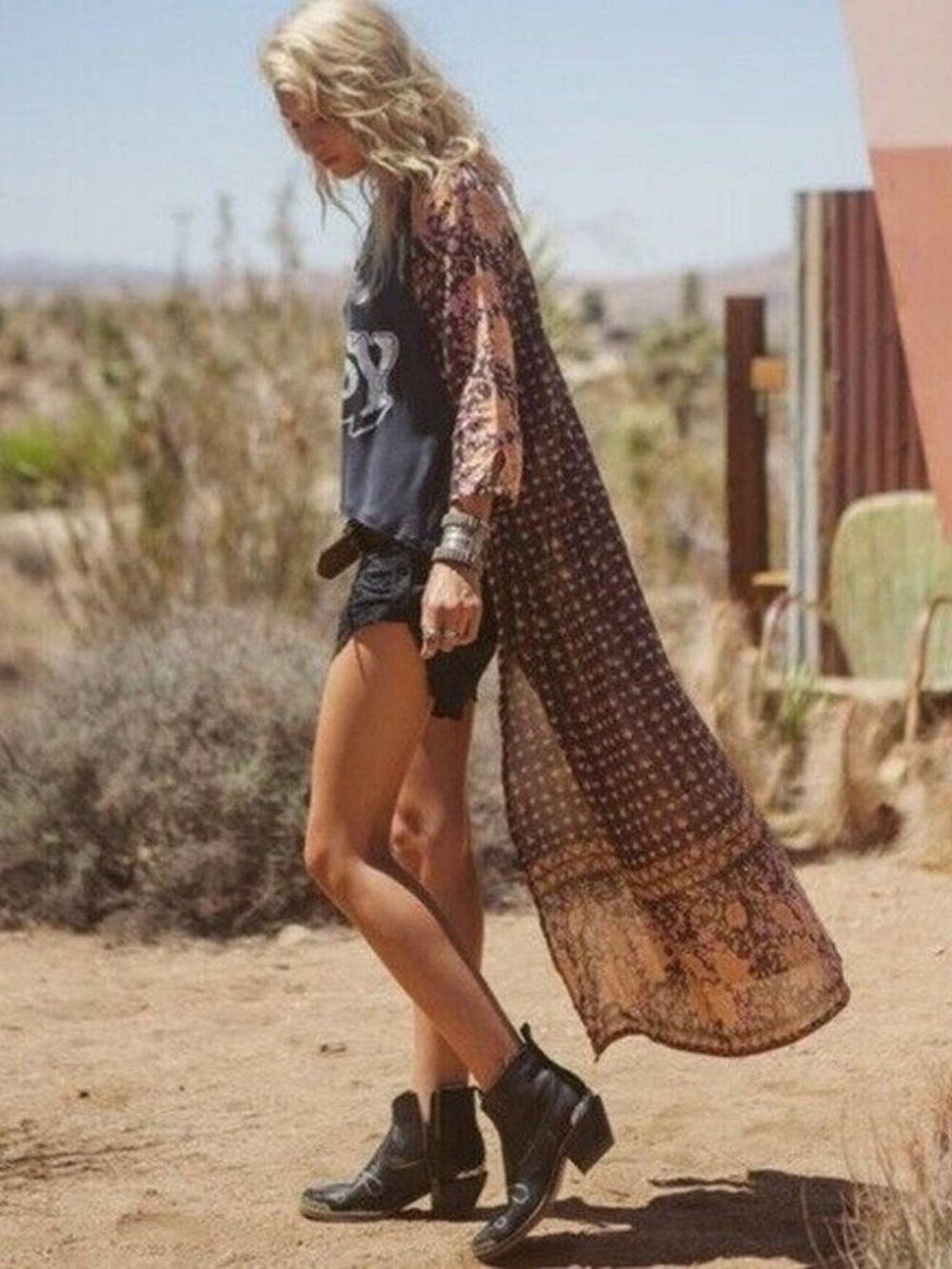 Spell & The Gypsy Desert Rose Print Floral Kimono Duster